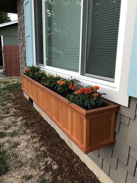 wooden window planter boxes outdoor